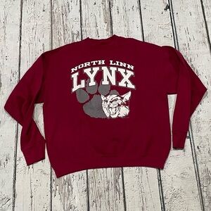 Vintage North Linn Lynx Cougars 1990s Crewneck Sports Jumper Sweatshirt